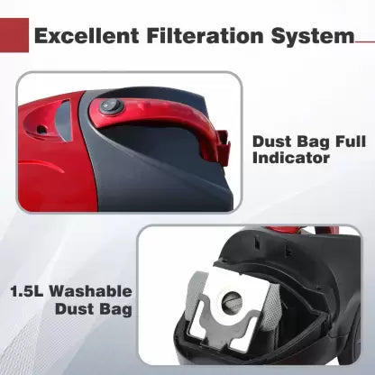 Inalsa Hygieia Dry Vacuum Cleaner with Reusable Dust Bag (red/black) Inalsa Hygieia Dry Vacuum Cleaner with Reusable Dust Bag (red/black)